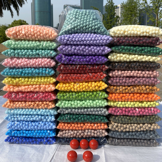 Wholesale DIY Knitting Bag Handmade Beaded Jewellery Loose Beads Acrylic Solid Colour Round Beads