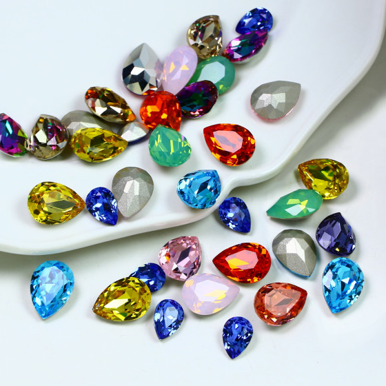 Waterdrop Glass Rhinestones Point Back K9 Crystal Fancy Stone Wholesale Loose Crystal Beads for Jewelry Making Diy Accessories